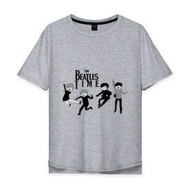 Мужская футболка хлопок Oversize с принтом The Beatles time в Новосибирске, 100% хлопок | свободный крой, круглый ворот, “спинка” длиннее передней части | beatles | битлз | битлс | время битлов