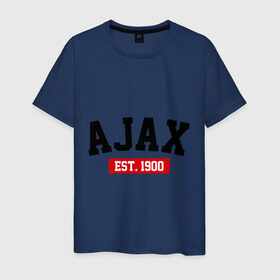 Мужская футболка хлопок с принтом FC Ajax Est. 1900 в Новосибирске, 100% хлопок | прямой крой, круглый вырез горловины, длина до линии бедер, слегка спущенное плечо. | fc ajax est. 1900 | аякс | фк ajax | фк аякс