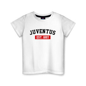 Детская футболка хлопок с принтом FC Juventus Est. 1897 в Новосибирске, 100% хлопок | круглый вырез горловины, полуприлегающий силуэт, длина до линии бедер | fc juventus | juventus | ювентус