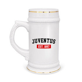 Кружка пивная с принтом FC Juventus Est. 1897 в Новосибирске,  керамика (Материал выдерживает высокую температуру, стоит избегать резкого перепада температур) |  объем 630 мл | fc juventus | juventus | ювентус