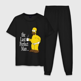Мужская пижама хлопок с принтом Homer (The Last Perfect Man...) в Новосибирске, 100% хлопок | брюки и футболка прямого кроя, без карманов, на брюках мягкая резинка на поясе и по низу штанин
 | гомер