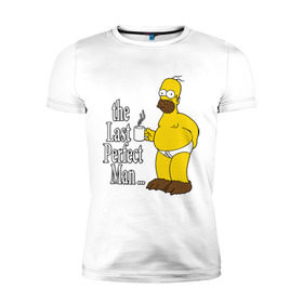 Мужская футболка премиум с принтом Homer (The Last Perfect Man...) в Новосибирске, 92% хлопок, 8% лайкра | приталенный силуэт, круглый вырез ворота, длина до линии бедра, короткий рукав | гомер