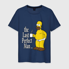 Мужская футболка хлопок с принтом Homer (The Last Perfect Man...) в Новосибирске, 100% хлопок | прямой крой, круглый вырез горловины, длина до линии бедер, слегка спущенное плечо. | гомер