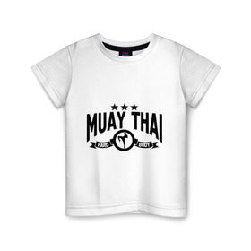 Детская футболка хлопок с принтом Muay thai boxing (Тайский бокс) в Новосибирске, 100% хлопок | круглый вырез горловины, полуприлегающий силуэт, длина до линии бедер | Тематика изображения на принте: муай тай