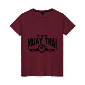 Женская футболка хлопок с принтом Muay thai boxing (Тайский бокс) в Новосибирске, 100% хлопок | прямой крой, круглый вырез горловины, длина до линии бедер, слегка спущенное плечо | муай тай