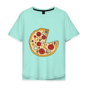 Мужская футболка хлопок Oversize с принтом Пицца парная в Новосибирске, 100% хлопок | свободный крой, круглый ворот, “спинка” длиннее передней части | pizza | влюбленным | для влюбленных | для двоих | для пар | парные | пицца