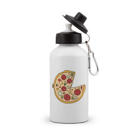 Бутылка спортивная с принтом Пицца парная в Новосибирске, металл | емкость — 500 мл, в комплекте две пластиковые крышки и карабин для крепления | Тематика изображения на принте: pizza | влюбленным | для влюбленных | для двоих | для пар | парные | пицца