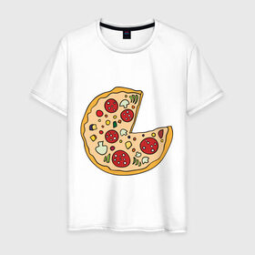 Мужская футболка хлопок с принтом Пицца парная в Новосибирске, 100% хлопок | прямой крой, круглый вырез горловины, длина до линии бедер, слегка спущенное плечо. | pizza | влюбленным | для влюбленных | для двоих | для пар | парные | пицца