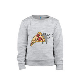 Детский свитшот хлопок с принтом Кусочек пиццы парная в Новосибирске, 100% хлопок | круглый вырез горловины, эластичные манжеты, пояс и воротник | pizza | влюбленным | для влюбленных | для двоих | для пар | мышонок | пара | парные | пицца