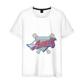 Мужская футболка хлопок с принтом Angels of Anaheim в Новосибирске, 100% хлопок | прямой крой, круглый вырез горловины, длина до линии бедер, слегка спущенное плечо. | baseball | los angeles angels of anaheim | бейсбол | спорт