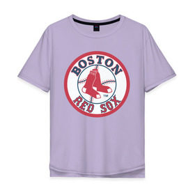 Мужская футболка хлопок Oversize с принтом Boston Red Sox в Новосибирске, 100% хлопок | свободный крой, круглый ворот, “спинка” длиннее передней части | Тематика изображения на принте: baseball | boston red sox | бейсбол | бостон | красные носки | ред сокс | спорт