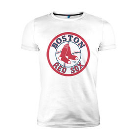 Мужская футболка премиум с принтом Boston Red Sox в Новосибирске, 92% хлопок, 8% лайкра | приталенный силуэт, круглый вырез ворота, длина до линии бедра, короткий рукав | Тематика изображения на принте: baseball | boston red sox | бейсбол | бостон | красные носки | ред сокс | спорт