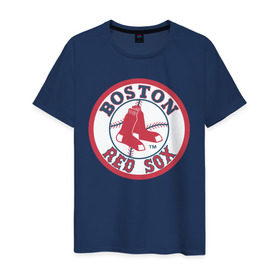 Мужская футболка хлопок с принтом Boston Red Sox в Новосибирске, 100% хлопок | прямой крой, круглый вырез горловины, длина до линии бедер, слегка спущенное плечо. | baseball | boston red sox | бейсбол | бостон | красные носки | ред сокс | спорт