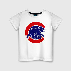 Детская футболка хлопок с принтом Chicago Cubs logo в Новосибирске, 100% хлопок | круглый вырез горловины, полуприлегающий силуэт, длина до линии бедер | baseball | chicago cubs bear | бейсбол | спорт | чикаго