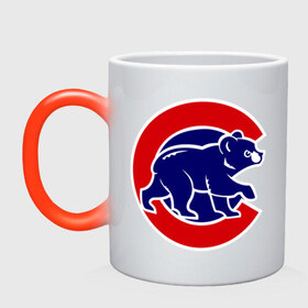 Кружка хамелеон с принтом Chicago Cubs logo в Новосибирске, керамика | меняет цвет при нагревании, емкость 330 мл | baseball | chicago cubs bear | бейсбол | спорт | чикаго