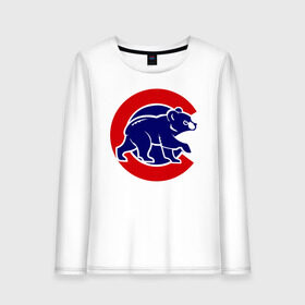 Женский лонгслив хлопок с принтом Chicago Cubs logo в Новосибирске, 100% хлопок |  | baseball | chicago cubs bear | бейсбол | спорт | чикаго