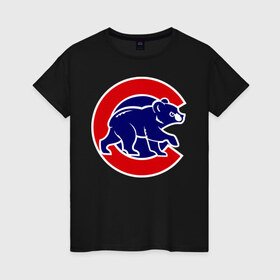 Женская футболка хлопок с принтом Chicago Cubs logo в Новосибирске, 100% хлопок | прямой крой, круглый вырез горловины, длина до линии бедер, слегка спущенное плечо | baseball | chicago cubs bear | бейсбол | спорт | чикаго