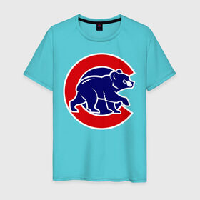 Мужская футболка хлопок с принтом Chicago Cubs logo в Новосибирске, 100% хлопок | прямой крой, круглый вырез горловины, длина до линии бедер, слегка спущенное плечо. | baseball | chicago cubs bear | бейсбол | спорт | чикаго