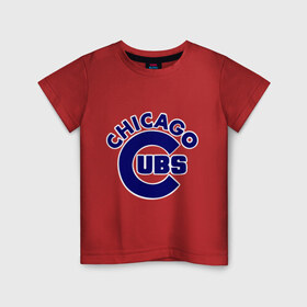 Детская футболка хлопок с принтом Chicago Cubs logotype в Новосибирске, 100% хлопок | круглый вырез горловины, полуприлегающий силуэт, длина до линии бедер | baseball | chicago cubs bear | бейсбол | спорт | чикаго