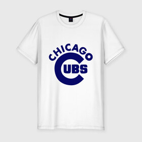 Мужская футболка премиум с принтом Chicago Cubs logotype в Новосибирске, 92% хлопок, 8% лайкра | приталенный силуэт, круглый вырез ворота, длина до линии бедра, короткий рукав | baseball | chicago cubs bear | бейсбол | спорт | чикаго