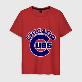 Мужская футболка хлопок с принтом Chicago Cubs logotype в Новосибирске, 100% хлопок | прямой крой, круглый вырез горловины, длина до линии бедер, слегка спущенное плечо. | baseball | chicago cubs bear | бейсбол | спорт | чикаго