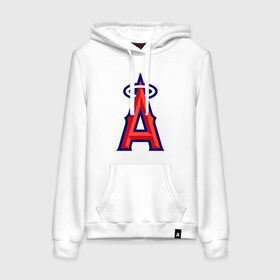 Женская толстовка хлопок с принтом Los Angeles Angels of Anaheim logo в Новосибирске, френч-терри, мягкий теплый начес внутри (100% хлопок) | карман-кенгуру, эластичные манжеты и нижняя кромка, капюшон с подкладом и шнурком | baseball | los angeles angels of anaheim | бейсбол | спорт