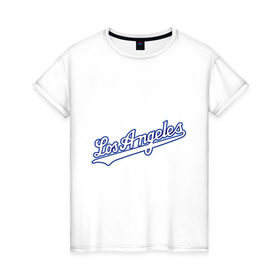 Женская футболка хлопок с принтом Los Angeles Dodgers в Новосибирске, 100% хлопок | прямой крой, круглый вырез горловины, длина до линии бедер, слегка спущенное плечо | baseball | los angeles dodgers | бейсбол | лос анджелес доджерс | спорт