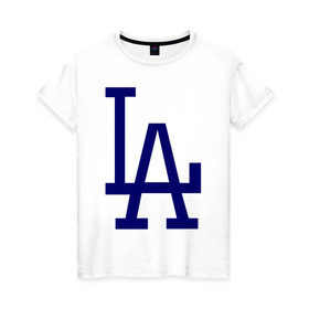 Женская футболка хлопок с принтом Los Angeles Dodgers logo в Новосибирске, 100% хлопок | прямой крой, круглый вырез горловины, длина до линии бедер, слегка спущенное плечо | baseball | la | los angeles dodgers | бейсбол | лос анджелес доджерс | спорт