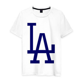 Мужская футболка хлопок с принтом Los Angeles Dodgers logo в Новосибирске, 100% хлопок | прямой крой, круглый вырез горловины, длина до линии бедер, слегка спущенное плечо. | baseball | la | los angeles dodgers | бейсбол | лос анджелес доджерс | спорт