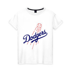 Женская футболка хлопок с принтом Los Angeles Dodgers logotype в Новосибирске, 100% хлопок | прямой крой, круглый вырез горловины, длина до линии бедер, слегка спущенное плечо | baseball | los angeles dodgers | бейсбол | лос анджелес доджерс | спорт