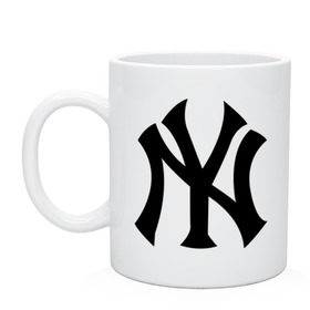 Кружка с принтом New York Yankees в Новосибирске, керамика | объем — 330 мл, диаметр — 80 мм. Принт наносится на бока кружки, можно сделать два разных изображения | Тематика изображения на принте: baseball | new york yankees | бейсбол | нью йорк янкиз | спорт | янки