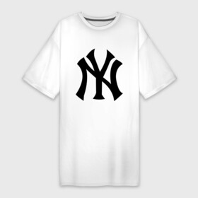 Платье-футболка хлопок с принтом New York Yankees в Новосибирске,  |  | baseball | new york yankees | бейсбол | нью йорк янкиз | спорт | янки