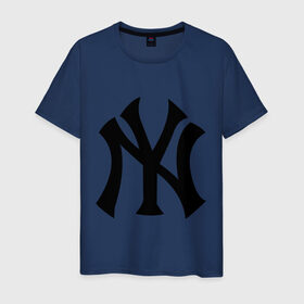 Мужская футболка хлопок с принтом New York Yankees в Новосибирске, 100% хлопок | прямой крой, круглый вырез горловины, длина до линии бедер, слегка спущенное плечо. | baseball | new york yankees | бейсбол | нью йорк янкиз | спорт | янки
