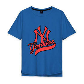 Мужская футболка хлопок Oversize с принтом New York Yankees logo в Новосибирске, 100% хлопок | свободный крой, круглый ворот, “спинка” длиннее передней части | baseball | new york yankees | бейсбол | нью йорк янкиз | спорт | янки