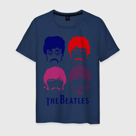 Мужская футболка хлопок с принтом The Beatles faces в Новосибирске, 100% хлопок | прямой крой, круглый вырез горловины, длина до линии бедер, слегка спущенное плечо. | beatles | the beatles | the beatles faces | бителс