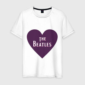 Мужская футболка хлопок с принтом The Beatles is love в Новосибирске, 100% хлопок | прямой крой, круглый вырез горловины, длина до линии бедер, слегка спущенное плечо. | 