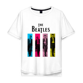 Мужская футболка хлопок Oversize с принтом Walking Beatles в Новосибирске, 100% хлопок | свободный крой, круглый ворот, “спинка” длиннее передней части | beatles | the beatles | walking beatles | бителс