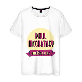 Мужская футболка хлопок с принтом Paul McCartney The Beatles в Новосибирске, 100% хлопок | прямой крой, круглый вырез горловины, длина до линии бедер, слегка спущенное плечо. | beatles | paul mccartney the beatles | the beatles | бителс