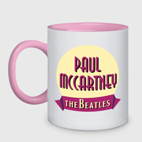 Кружка двухцветная с принтом Paul McCartney The Beatles в Новосибирске, керамика | объем — 330 мл, диаметр — 80 мм. Цветная ручка и кайма сверху, в некоторых цветах — вся внутренняя часть | beatles | paul mccartney the beatles | the beatles | бителс