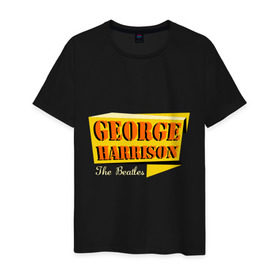 Мужская футболка хлопок с принтом George Harrison в Новосибирске, 100% хлопок | прямой крой, круглый вырез горловины, длина до линии бедер, слегка спущенное плечо. | beatles | george harrison | the beatles | бителс | джерш харисон