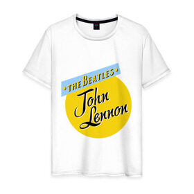 Мужская футболка хлопок с принтом John Lennon The Beatles в Новосибирске, 100% хлопок | прямой крой, круглый вырез горловины, длина до линии бедер, слегка спущенное плечо. | beatles | john lennon | the beatles | бителс | джон ленон
