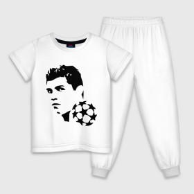 Детская пижама хлопок с принтом C.Ronaldo в Новосибирске, 100% хлопок |  брюки и футболка прямого кроя, без карманов, на брюках мягкая резинка на поясе и по низу штанин
 | football | footballplayer | real madrid | криштиану роналдо | реал мадрилд | футбол | футболерывкашники