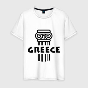 Мужская футболка хлопок с принтом Греция в Новосибирске, 100% хлопок | прямой крой, круглый вырез горловины, длина до линии бедер, слегка спущенное плечо. | greece | греция