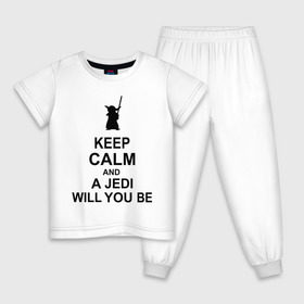 Детская пижама хлопок с принтом Keep calm and a jedi will you be в Новосибирске, 100% хлопок |  брюки и футболка прямого кроя, без карманов, на брюках мягкая резинка на поясе и по низу штанин
 | keep calm | keep calm and a jedi will you be