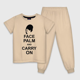 Детская пижама хлопок с принтом Facepalm and carry on в Новосибирске, 100% хлопок |  брюки и футболка прямого кроя, без карманов, на брюках мягкая резинка на поясе и по низу штанин
 | 
