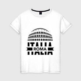 Женская футболка хлопок с принтом Italia в Новосибирске, 100% хлопок | прямой крой, круглый вырез горловины, длина до линии бедер, слегка спущенное плечо | italia | roma | италия | колизей | рим