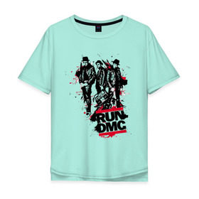 Мужская футболка хлопок Oversize с принтом Run-DMC в Новосибирске, 100% хлопок | свободный крой, круглый ворот, “спинка” длиннее передней части | run dmc
