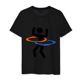 Мужская футболка хлопок с принтом Portal (Портал) хулахуп в Новосибирске, 100% хлопок | прямой крой, круглый вырез горловины, длина до линии бедер, слегка спущенное плечо. | portal | игры | компьютерные игры | портал
