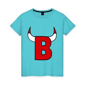 Женская футболка хлопок с принтом B-Bulls в Новосибирске, 100% хлопок | прямой крой, круглый вырез горловины, длина до линии бедер, слегка спущенное плечо | chicago bulls | swag | swag style | быки | одежда сваг | сваг | сваг стиль | свег | свог | свэг | чикаго буллз