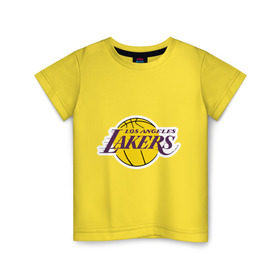 Детская футболка хлопок с принтом LA Lakers в Новосибирске, 100% хлопок | круглый вырез горловины, полуприлегающий силуэт, длина до линии бедер | basketball | lakers | media | nba | toplanding | баскетболл | лейкерс | лого баскетбольных клубов | лос анджелес | нба